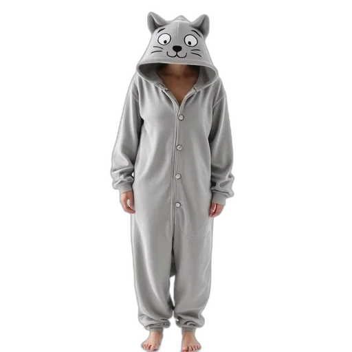 person, wearing, grey, onesie transparent PNG cut-out