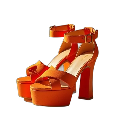 shoes, 3d render, orange, sandals transparent PNG cut-out