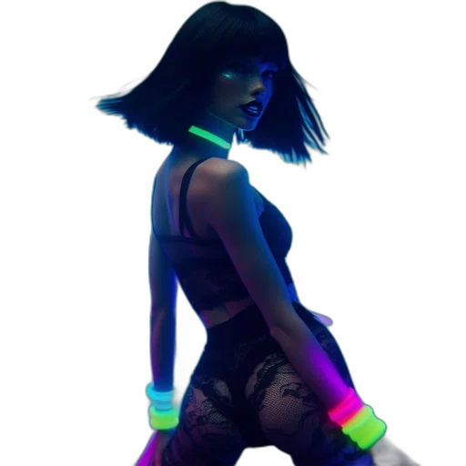 dress, staff, cyberpunk, concept art transparent PNG cut-out