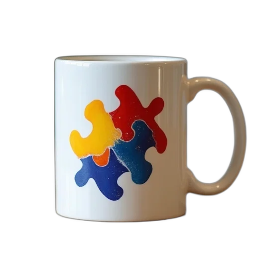 3d render, autism, awareness, mug transparent PNG cut-out