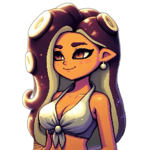 staff, dress, crown, pixel art transparent PNG cut-out