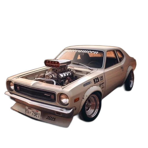 car, photorealistic, 3d render, vintage transparent PNG cut-out