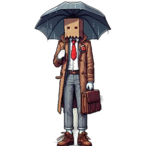 umbrella, jacket, robot, staff transparent PNG cut-out