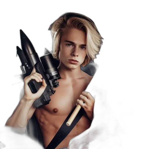 weapon, hair, concept art, photorealistic transparent PNG cut-out