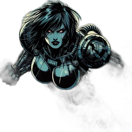 comic book art, concept art, fantasy art, cyberpunk transparent PNG cut-out