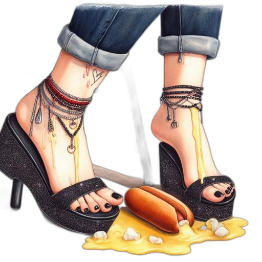shoes, jewelry, food, watercolor transparent PNG cut-out