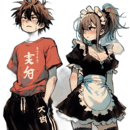 dress, anime, concept art, watercolor transparent PNG cut-out