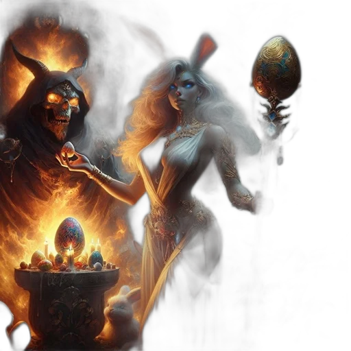 concept art, fantasy art, fire, imposing transparent PNG cut-out