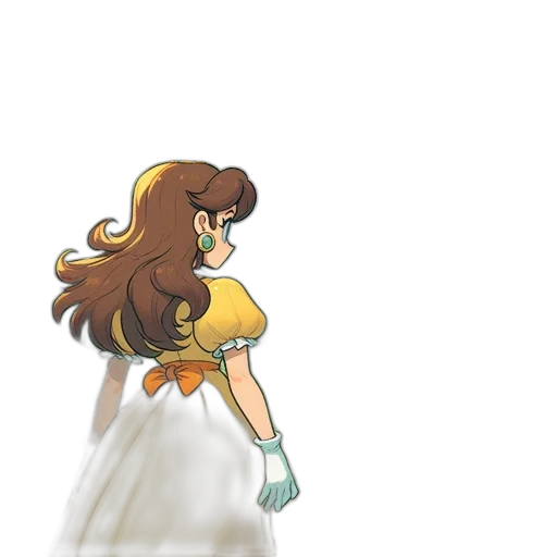 dress, hair, staff, weapon transparent PNG cut-out