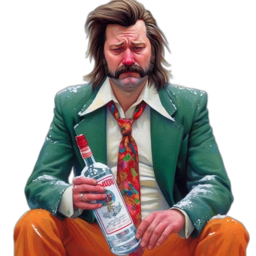 jacket, bottle, face, concept art transparent PNG cut-out