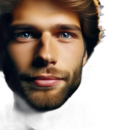 face, hair, crown, photorealistic transparent PNG cut-out