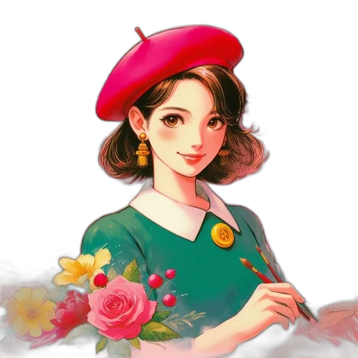 staff, flower, dress, face transparent PNG cut-out
