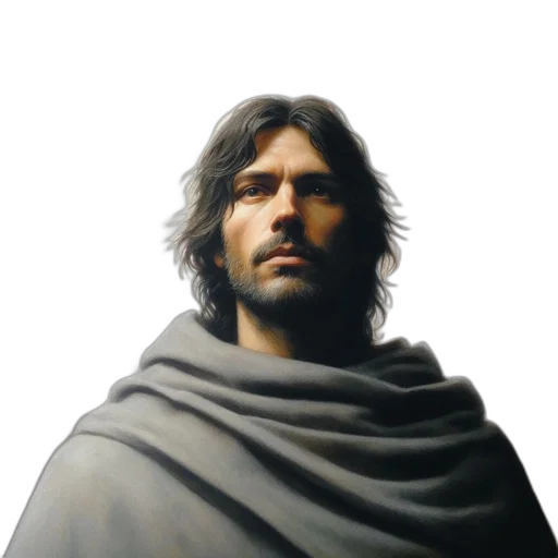 face, sword, staff, photorealistic transparent PNG cut-out