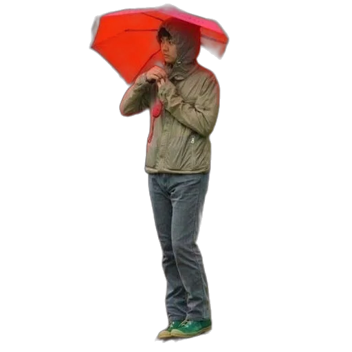 umbrella, jacket, hat, staff transparent PNG cut-out