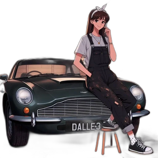 car, dress, anime, photorealistic transparent PNG cut-out