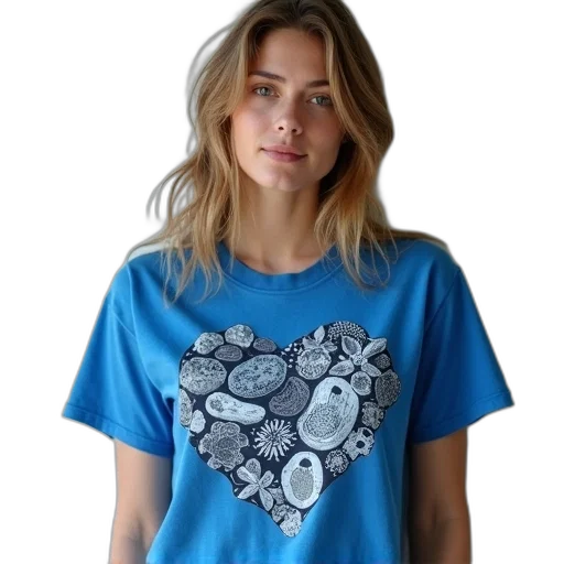 blue, woman, wearing, t-shirt transparent PNG cut-out