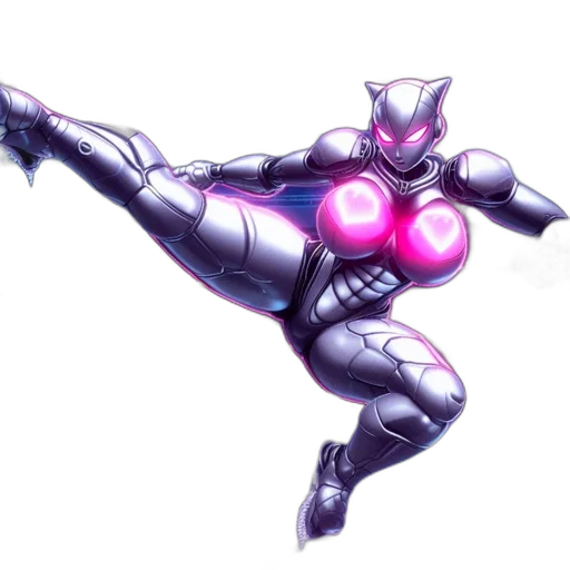 robot, weapon, concept art, vaporwave transparent PNG cut-out