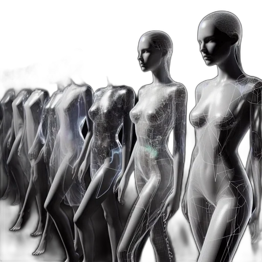 robot, dress, concept art, 3d render transparent PNG cut-out