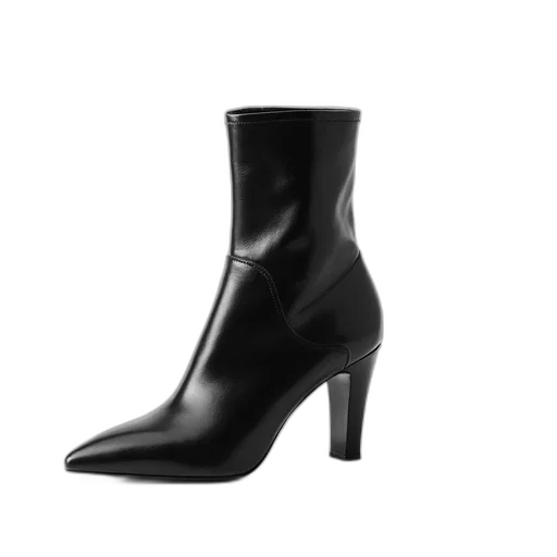 shoes, black, leather, high-heeled transparent PNG cut-out
