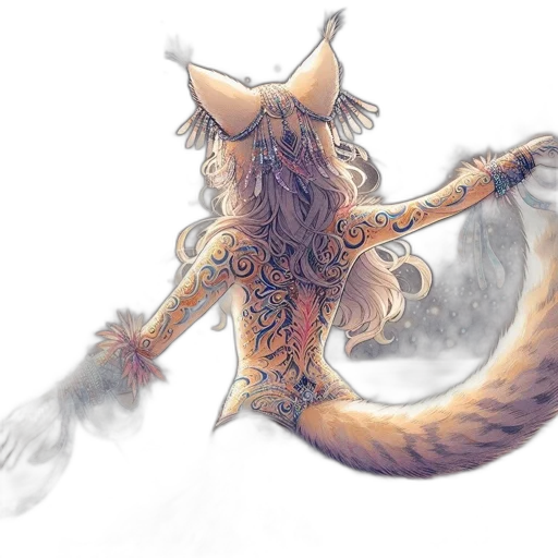 dragon, creature, hair, staff transparent PNG cut-out