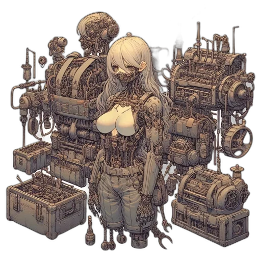 robot, weapon, concept art, cyberpunk transparent PNG cut-out