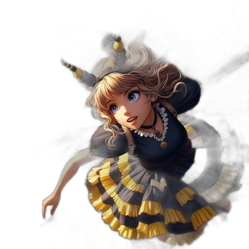 dress, crown, creature, staff transparent PNG cut-out
