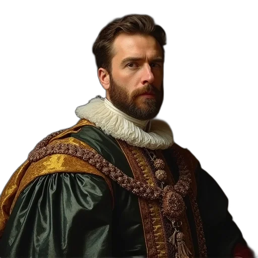 crown, face, jacket, staff transparent PNG cut-out