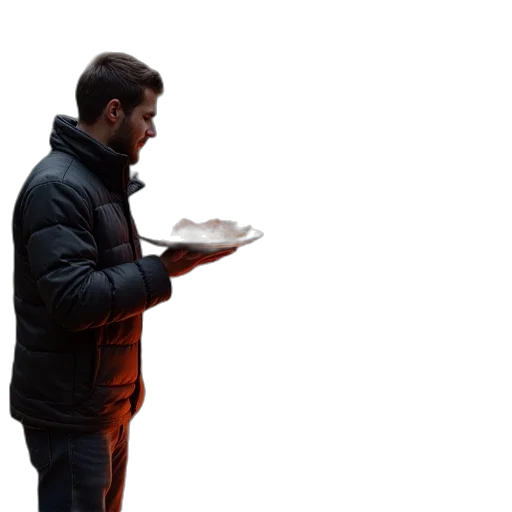 jacket, food, staff, face transparent PNG cut-out