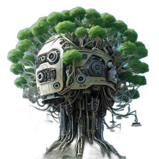 tree, robot, crown, hair transparent PNG cut-out