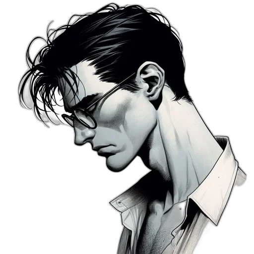 jacket, face, comic book art, concept art transparent PNG cut-out