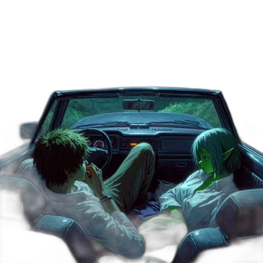 car, vaporwave, concept art, photorealistic transparent PNG cut-out