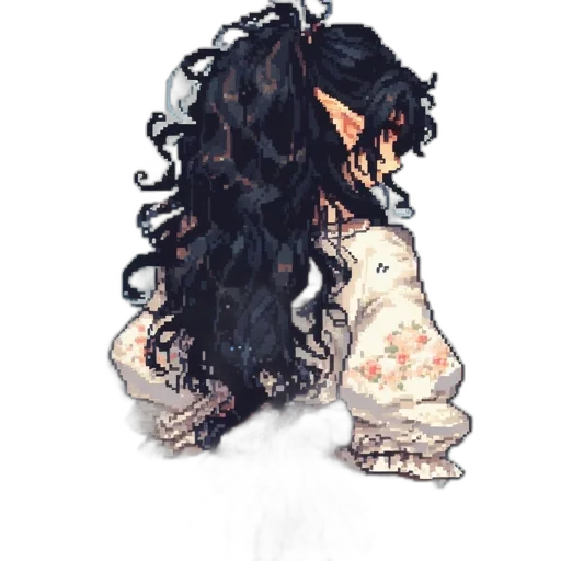 hair, dress, face, staff transparent PNG cut-out