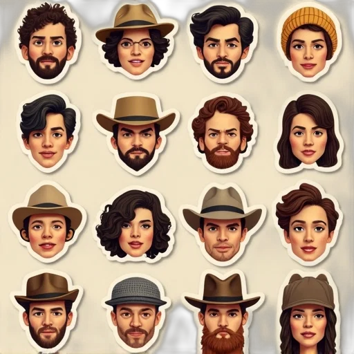hat, face, concept art, pixel art transparent PNG cut-out