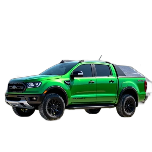 car, 3d render, photorealistic, green transparent PNG cut-out