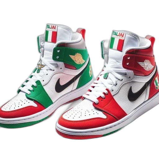 shoes, pair, italian, flag-inspired transparent PNG cut-out