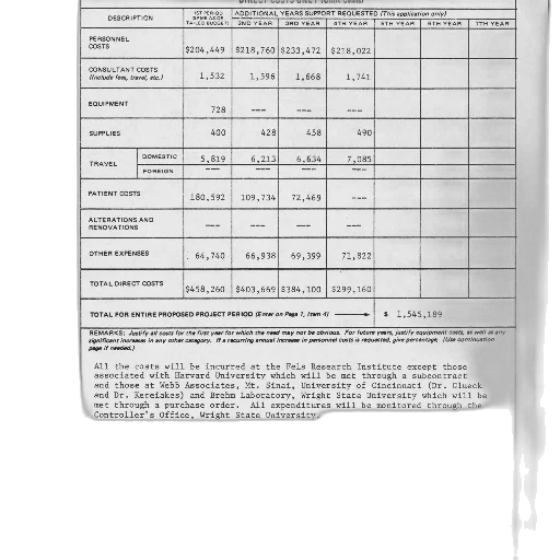 document, table, showing, costs transparent PNG cut-out