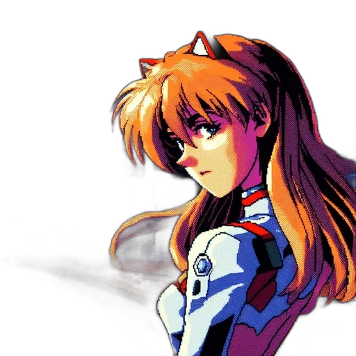 robot, anime, vaporwave, pixel art transparent PNG cut-out