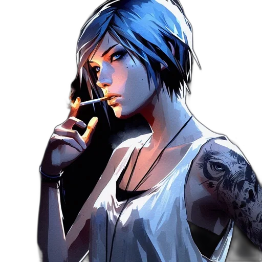 face, cyberpunk, concept art, comic book art transparent PNG cut-out