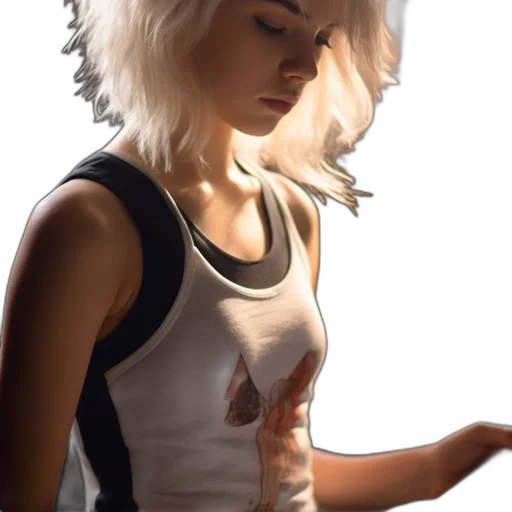 dress, hair, jacket, staff transparent PNG cut-out