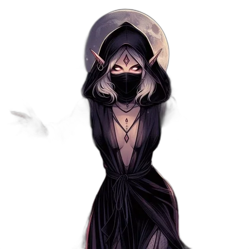mask, dress, staff, creature transparent PNG cut-out