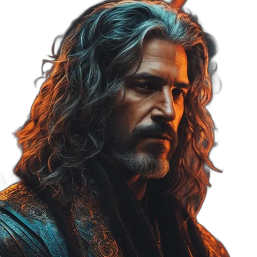 hair, face, sword, jacket transparent PNG cut-out