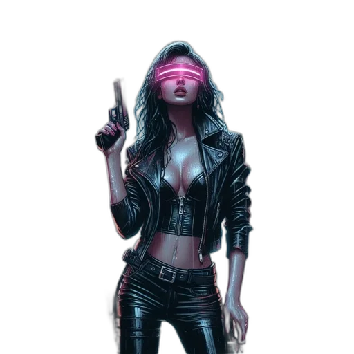 jacket, weapon, mask, cyberpunk transparent PNG cut-out