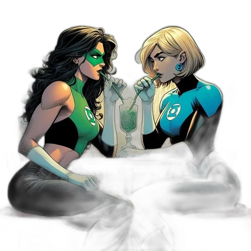 comic book art, concept art, underwater, green transparent PNG cut-out