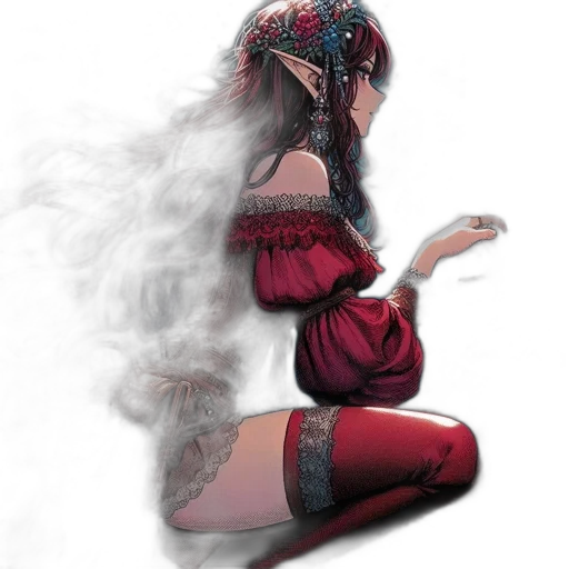 dress, mask, staff, fantasy art transparent PNG cut-out