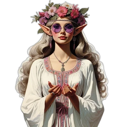 dress, jewelry, mask, staff transparent PNG cut-out