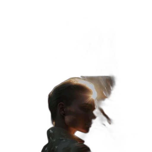 jacket, hair, face, staff transparent PNG cut-out
