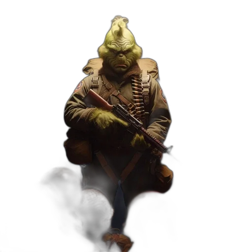 jacket, staff, creature, mask transparent PNG cut-out