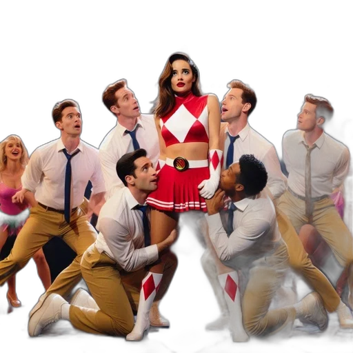 cheerleader-like, performer, red, white transparent PNG cut-out