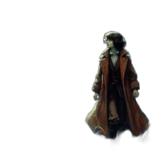 jacket, mask, staff, creature transparent PNG cut-out