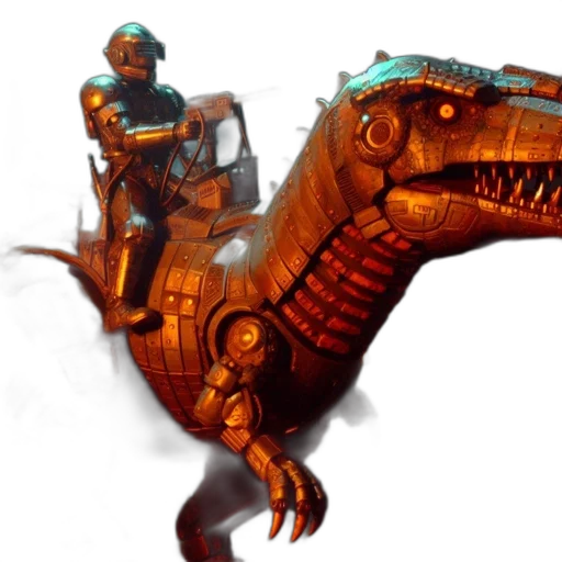 dragon, creature, robot, staff transparent PNG cut-out